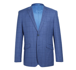 293-10 Men's 2-Piece Slim Fit Windowpane Check Dress Stretch Suit - Image 2