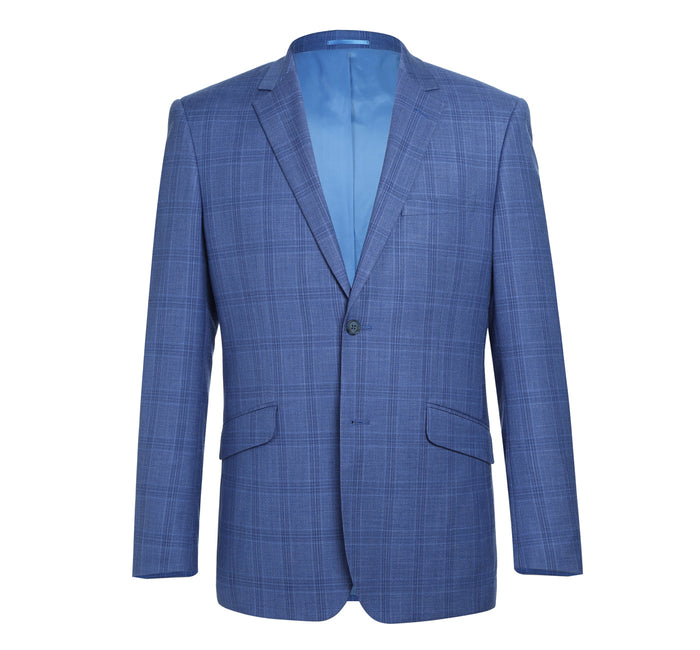 293-10 Men's 2-Piece Slim Fit Windowpane Check Dress Stretch Suit - Image 2