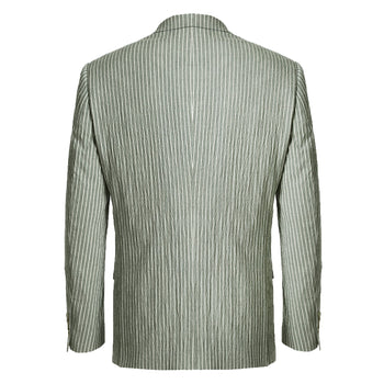 611-1 Men's Slim Fit Notch Lapels Gray Stripe Cotton Suits - Image 2