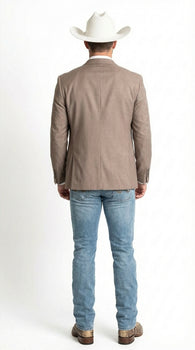 Men’s Light Grey Cowboy Blazer with Double breasted Vest – Western Two Piece Suit Pants included