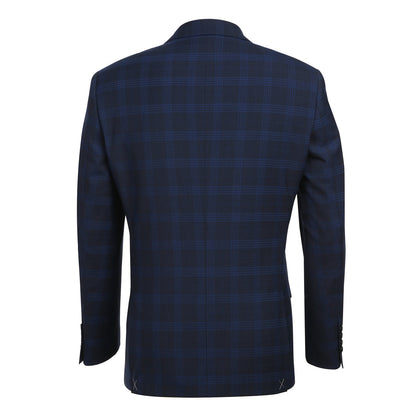 564-3 Men's Slim Fit Wool Blend Stretch Checked Suit - Image 2