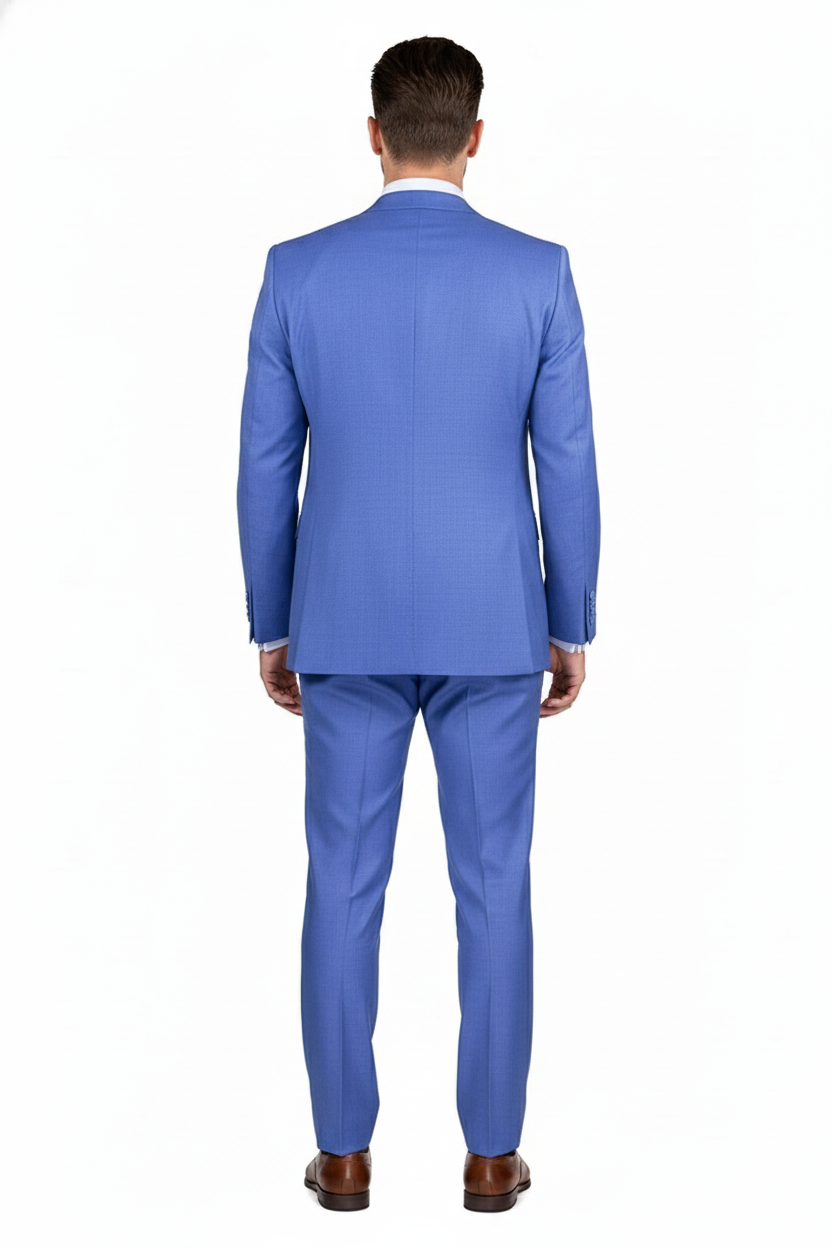 Men’s Light Blue Double-Breasted 3-Piece Suit Set – Tailored Fit Formal Business Suit in Steel Blue Sky Blue Color Modern Fit