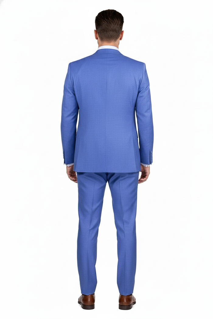 Men’s Light Blue Double-Breasted 3-Piece Suit Set – Tailored Fit Formal Business Suit in Steel Blue Sky Blue Color Modern Fit