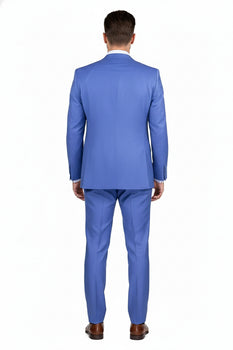 Men’s Light Blue Double-Breasted 3-Piece Suit Set – Tailored Fit Formal Business Suit in Steel Blue Sky Blue Color