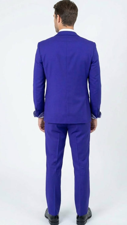 Men’s Purple and white sivler lapel  Embellished Tuxedo Suit –  Formal Wedding, Prom, and Gala Outfit Mardi Gras