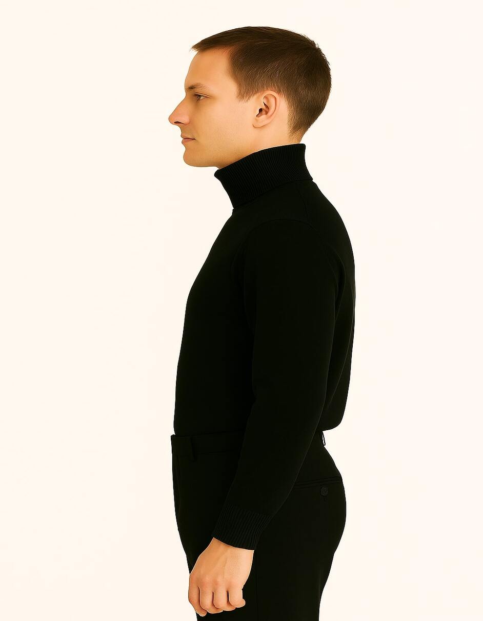 Men's Black Turtleneck Sweater – Classic Slim Fit Knit Pullover for Winter Layering - Image 2