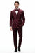 Men’s Burgundy Floral Jacquard Tuxedo Dinner Jacket – Paisley Velvet Lapel Formal Wear for Wedding and Prom
