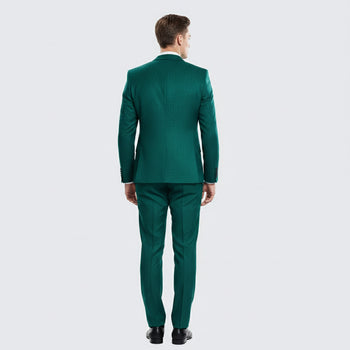 Men’s Emerald Green Textured 3-Piece Suit – Polk Dot Pattern Formal Wedding, Prom, and Evening Wear Outfit
