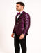 Men's Pinkish ~ Purple Paisley Tuxedo Jacket with Black Satin Lapel – Formal Prom and Wedding Blazer in Meganta Color