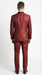 Men’s Shiny Burgundy Satin Tuxedo Jacket with Black Shawl Lapel | Formal Wedding & Prom Blazer - Sharkskin Fabric