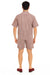 Men’s Burgundy Reddish Seersucker Short Set Walking Suit – Two-Piece Cuffed Shorts with Expandable Waist