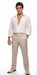 Tony Montana’s White Linen Shirt and Tan Pants – Men’s White Formal Shirt with Tan Trousers for Party, Wedding and Vintage Style Outfit