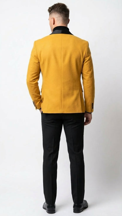 Men's Gold Shawl Lapel Blazer Tuxedo Dinner Jacket – Luxury Formal Blazer Jacket for Wedding, Party and Evening Events - Image 2