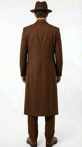 Men’s Brown 1920s Zoot Suit – Long Gangster Mafia Suit Vintage Three-Piece Costume Set Pachuco Style