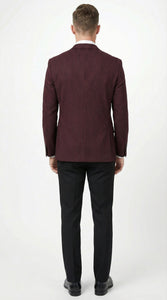 Men’s Burgundy Pinstripe Blazer – Classic Tailored Formal Jacket for Business, Office and Evening Wear