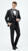 Mens Black and White Lapel Tuxedo Suit – Black Formal Tuxedo with White Pattern Lapel for Wedding, Prom and Evening Events