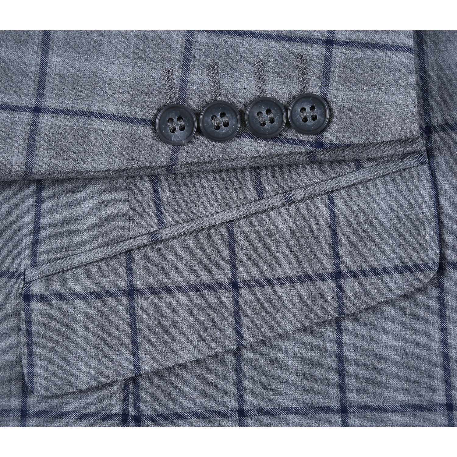 293-20 Men's Slim Fit Stretch Checked Suits - Image 6