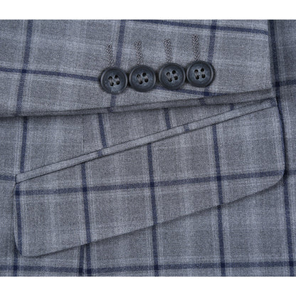 293-20 Men's Slim Fit Stretch Checked Suits - Image 6