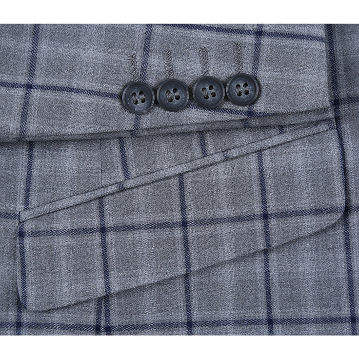 293-20 Men's Slim Fit Stretch Checked Suits - Image 6