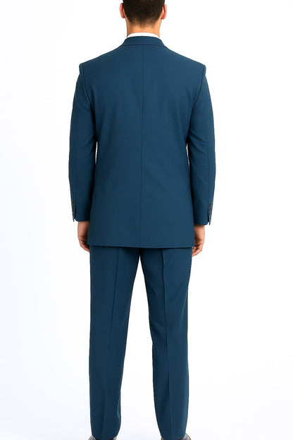 Mens Steel Blue 3-Button Classic Suit – Formal Business Attire with Vest, Tie and Pocket Square