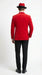 Men’s Red Velvet Fabric Rhinestone  Blazer with Matching Red and Black Hat – Christmas New Year Holiday Party Jacket Set