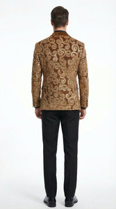 Men's Light Brown & Gold Baroque Embroidered Blazer Jacket | Tuxedo Dinner Jacket - Image 2