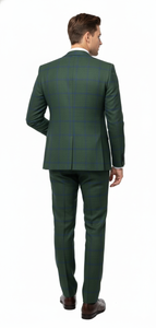 Men’s Green Plaid 3-Piece Suit – Classic Check Slim Fit Suit for Weddings, Church, and Formal By Rossiman