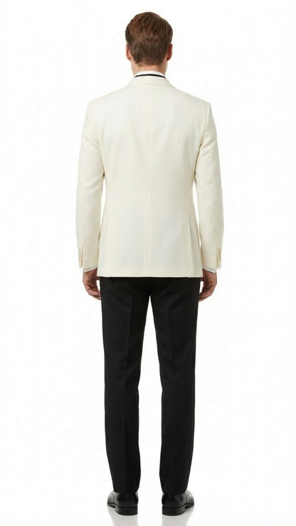 Men’s Ivory Double-Breasted Shawl Lapel Tuxedo Jacket | Premium Formal Dinner Jacket for Weddings and Black-Tie Events