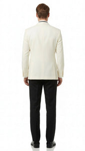 Men’s Ivory Double-Breasted Shawl Lapel Tuxedo Jacket | Premium Formal Dinner Jacket for Weddings and Black-Tie Events