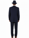 Men’s 1920s Navy Blue Zoot Suit with Fedora Hat and Wingtip Shoes – Classic Gangster 3-Piece Long  - Classic Fit Pleated Pants