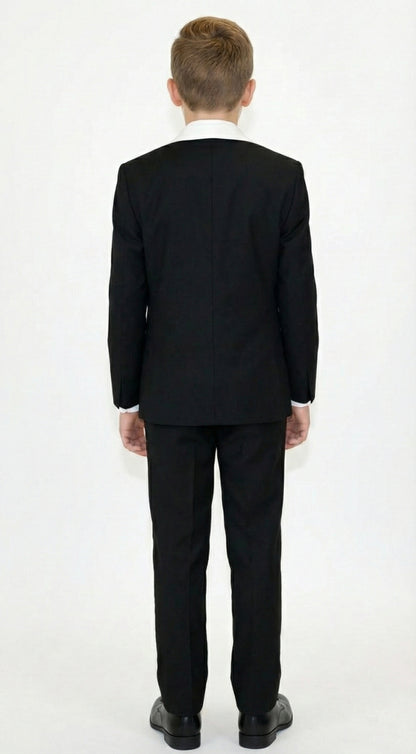 Boys Black Tuxedo Suit with White Shawl Lapel and Bow Tie | Formal Wedding & Prom Outfit Set - Image 8