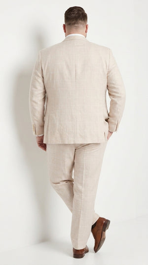 Men’s Big and Tall Beige Linen Suit – Summer Wedding and Formal 2-Piece Suit