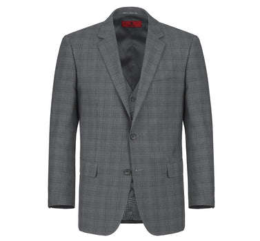 Designer Suit 278-1 Men's 3-Piece Classic Fit Single Breasted Windowpane Suit