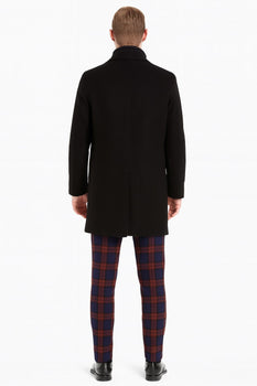 Mens Black Wool Overcoat – Classic Single-Breasted Winter Coat for Business and Formal Wear - Image 2