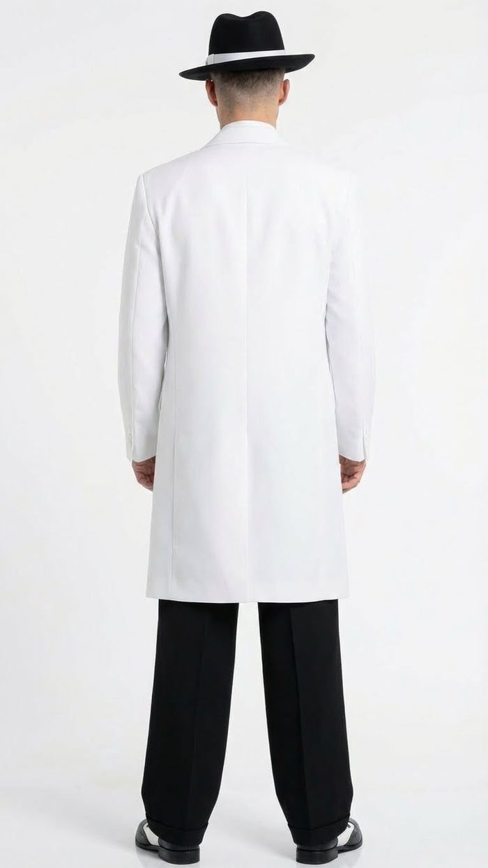 Men’s White Zoot Suit Gangster Style Outfit –  White Jacket + Vest + Pants + Shirt & Tie  Combo Package