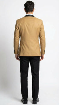 Men's Dark Camel Tan Khaki and Black Great Gatsby Tuxedo Suit – Vintage 1920s Formal Wedding, Party and Event Wear - Image 2