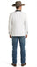 Men’s White Cowboy Blazer with Black Satin Lapel – Western Formal Tuxedo Style Jacket