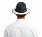 Men’s Two-Tone Black and White Fedora Hat with Feather Accent – Stylish Summer Dress Hat