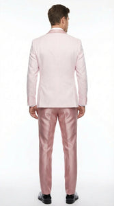 Men's Light Pink 3 Piece Tuxedo Suit Set | Shawl Lapel Formal Wedding Prom Dinner Suit in Rose Gold Color - Image 2