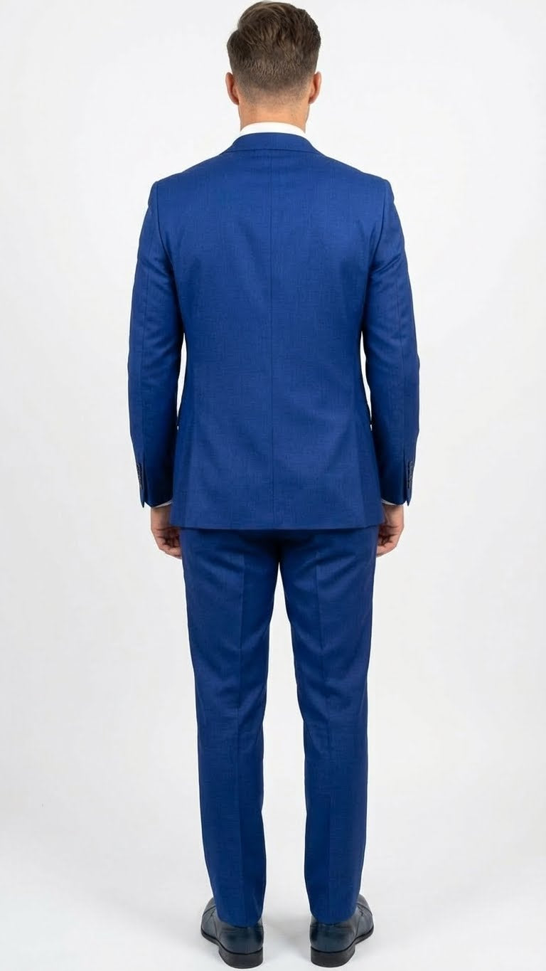 Men’s Royal Blue 3 Piece Suit Set with Vest – Formal Wedding and Party Wear Suit - Saphire Cobalt blue Modern Fit