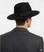 Men’s Black Wide Brim Fedora Hat – Classic Wool Felt Dress Hat with Matching Black Band