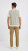 Mens Cream and Tan Striped Walking Suit Set – Casual Summer Short Sleeve Shirt and Pants Outfit for Vacation, Travel and Everyday Wear