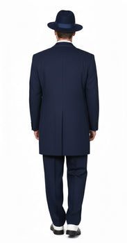 Mens 1920s Navy Blue Zoot Suit – Vintage Gangster 3-Piece Long Jacket Suit Classic Fit Pleated Pants - Image 7