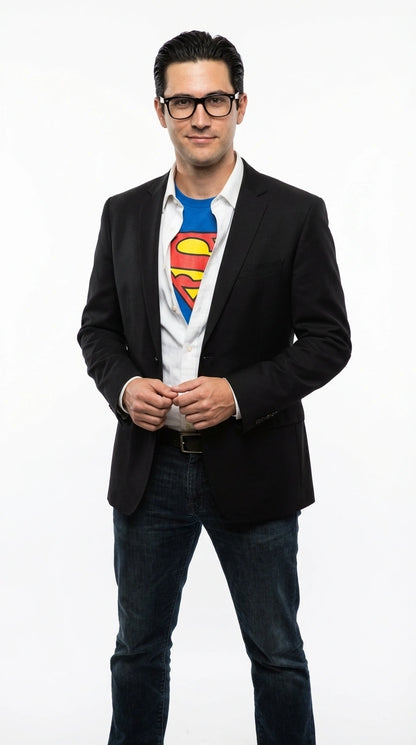 Mens Black Blazer – Clark Kent Inspired Smart Casual Office Blazer for Men Classic Everyday Formal Jacket