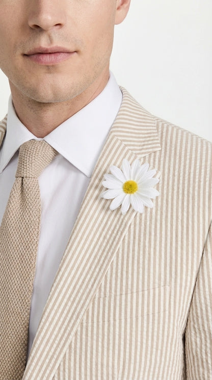 Mens Beige Seersucker Blazer – Lightweight Striped Summer Sport Coat Casual Smart Formal Blazer