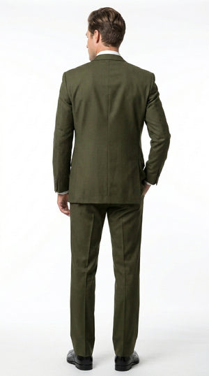 Men’s Olive 3 Piece Suit with Blazer, Vest and Pants, Formal Wedding Business Dress Suit