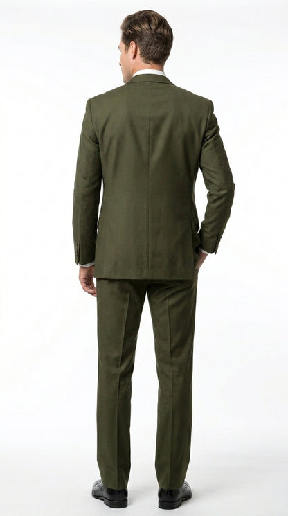 Men’s Olive 3 Piece Suit with Blazer, Vest and Pants, Formal Wedding Business Dress Suit