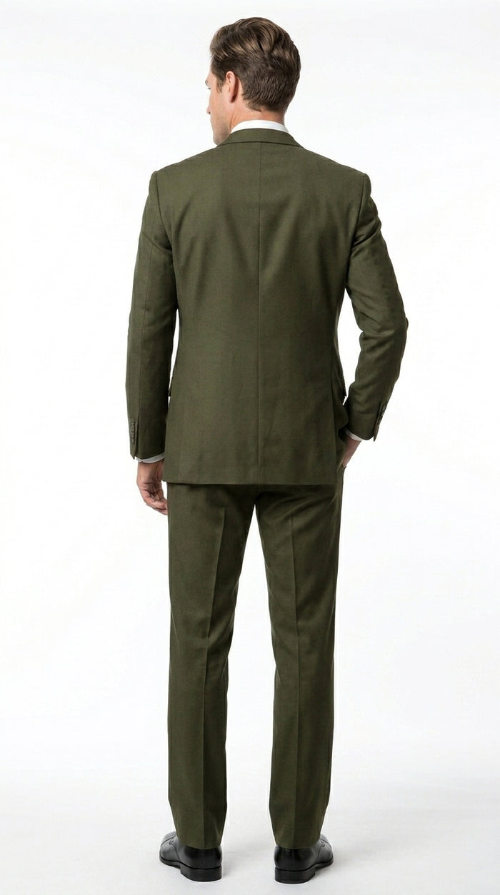 Men’s Olive 3 Piece Suit with Blazer, Vest and Pants, Formal Wedding Business Dress Suit