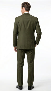 Men’s Olive 3 Piece Suit with Blazer, Vest and Pants, Formal Wedding Business Dress Suit