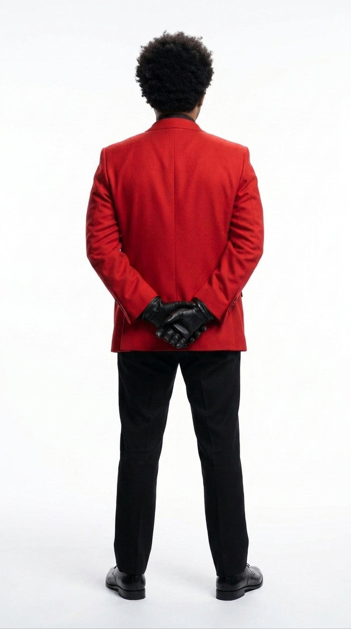 Men’s Red Blazer with Black Pants – Celebrity Inspired Wedding, Prom & Party Suit